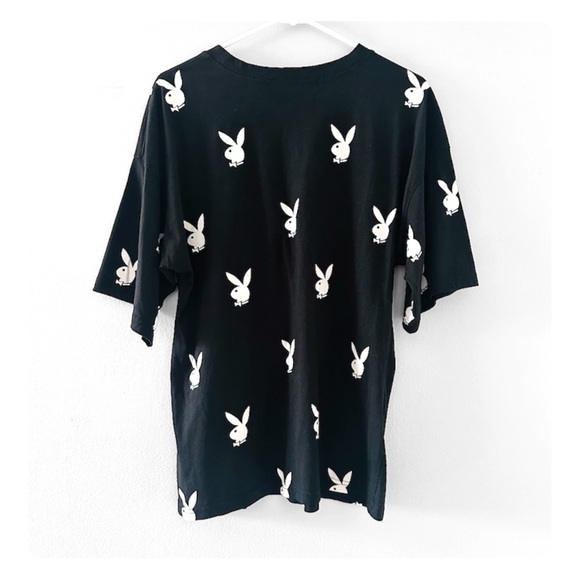 ★ Playboy Misguided Unisex Oversized Collab Graphic T-shirt - Black/White ★ - Picture 9 of 17